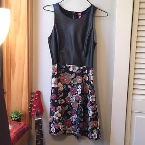 Eight-sixty floral pleather mini dress